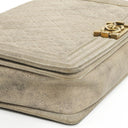 Chanel Large Boy 2013 Metiers D’Art Neutral Quilted Distressed Suede Flap Bag With Aged Gold Hardware