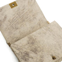Chanel Large Boy 2013 Metiers D’Art Neutral Quilted Distressed Suede Flap Bag With Aged Gold Hardware