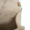 Chanel Large Boy 2013 Metiers D’Art Neutral Quilted Distressed Suede Flap Bag With Aged Gold Hardware