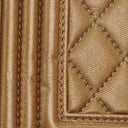 Chanel Large Boy Gold Metalic Quilted Flap Bag With Aged Gold Hardware