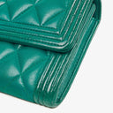 Chanel Large Boy Gusset Metallic Turquoise Lambskin Quilted Flap Wallet