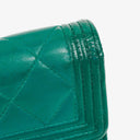 Chanel Large Boy Gusset Metallic Turquoise Lambskin Quilted Flap Wallet