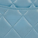 Chanel Large Quillted Lambskin Light Blue Flap Wallet