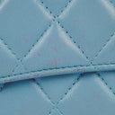 Chanel Large Quillted Lambskin Light Blue Flap Wallet