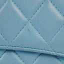 Chanel Large Quillted Lambskin Light Blue Flap Wallet