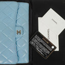 Chanel Large Quillted Lambskin Light Blue Flap Wallet