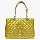 Chanel Large Quilted Patent Leather Tote Bag