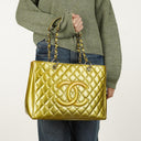 Chanel Large Quilted Patent Leather Tote Bag