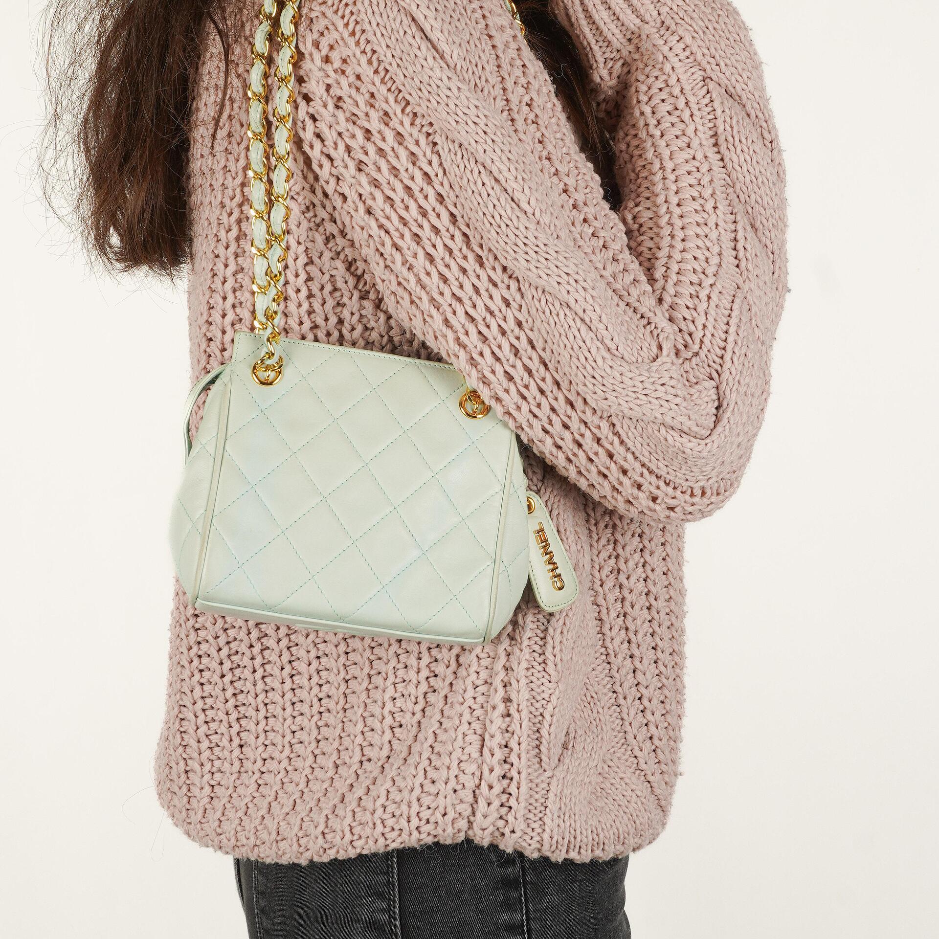 Chanel Light Blue Matelasse Chain Mini Bag