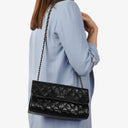 Chanel Borsa a Patta Mademoiselle in Vitello Craquelé Lucido con Ferramenta Argento