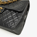 Chanel Maxi Jumbo CC Classic Single Flap Bag Black Quilted Lambskin 24K Gold-Plated Hardware