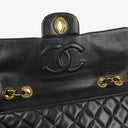 Chanel Maxi Jumbo CC Classic Single Flap Bag Black Quilted Lambskin 24K Gold-Plated Hardware
