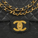 Chanel Maxi Jumbo CC Classic Single Flap Bag Black Quilted Lambskin 24K Gold-Plated Hardware
