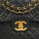 Chanel Maxi Jumbo CC Classic Single Flap Bag Black Quilted Lambskin 24K Gold-Plated Hardware
