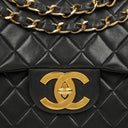 Chanel Maxi Jumbo CC Classic Single Flap Bag Black Quilted Lambskin 24K Gold-Plated Hardware