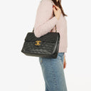 Chanel Maxi Jumbo CC Classic Single Flap Bag Black Quilted Lambskin 24K Gold-Plated Hardware
