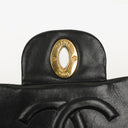 Chanel Maxi Jumbo CC Classic Single Flap Bag Black Quilted Lambskin 24K Gold-Plated Hardware
