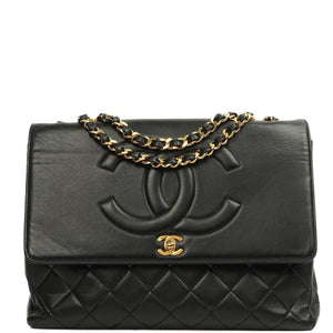 Chanel Borsa Maxi Jumbo Classic Single Flap Nera in Agnello Matelassé con Ferramenta Placcata Oro 24K