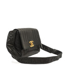 Chanel Maxi Logo Crossbody Flap Bag Black Vertical Quilted Lambskin 24K Gold-Plated Hardware