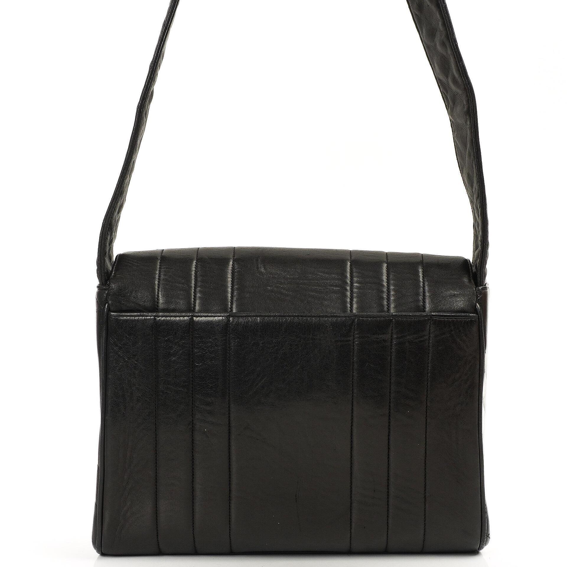 Chanel Maxi Logo Crossbody Flap Bag Black Vertical Quilted Lambskin 24K Gold-Plated Hardware