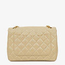 Chanel Maxi Logo Full Flap Bag Beige Quilted Leather With 24K Gold-Plated Hardware