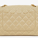 Chanel Maxi Logo Full Flap Bag Beige Quilted Leather With 24K Gold-Plated Hardware