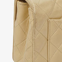 Chanel Maxi Logo Full Flap Bag Beige Quilted Leather With 24K Gold-Plated Hardware