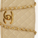 Chanel Maxi Logo Full Flap Bag Beige Quilted Leather With 24K Gold-Plated Hardware