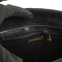 Chanel Medallion Vintage Tote Bag In Black Quilted Suede
