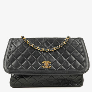 Chanel Medium Black Lambskin Quilted Single Flap Bag 24K Gold-Plated Hardware