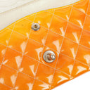 Chanel Medium Clasic Double Flap Orange Patent Quilted Leather With Silver-tone Hardware