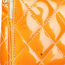 Chanel Medium Clasic Double Flap Orange Patent Quilted Leather With Silver-tone Hardware