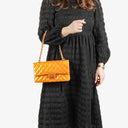 Chanel Medium Clasic Double Flap Orange Patent Quilted Leather With Silver-tone Hardware