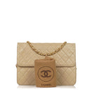 Chanel Medium Classic Beige Ivory Quilted Lambskin Single Flap Bag With 24K Gold-Plated Hardware