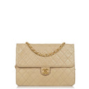 Chanel Medium Classic Beige Ivory Quilted Lambskin Single Flap Bag With 24K Gold-Plated Hardware