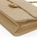 Chanel Medium Classic Beige Ivory Quilted Lambskin Single Flap Bag With 24K Gold-Plated Hardware