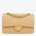 Chanel Medium Classic Beige Quilted Leather Double Flap Bag With 24K Gold-Tone Hardware