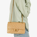 Chanel Medium Classic Beige Quilted Leather Double Flap Bag With 24K Gold-Tone Hardware