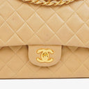 Chanel Medium Classic Beige Quilted Leather Double Flap Bag With 24K Gold-Tone Hardware