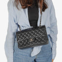 Chanel Medium Classic Black Quilted Caviar Double Flap Bag With Silver - Tone Hardware