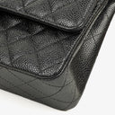 Chanel Medium Classic Black Quilted Caviar Double Flap Bag With Silver - Tone Hardware