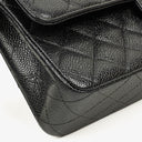 Chanel Medium Classic Black Quilted Caviar Double Flap Bag With Silver - Tone Hardware