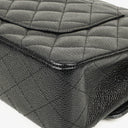 Chanel Medium Classic Black Quilted Caviar Double Flap Bag With Silver - Tone Hardware