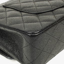 Chanel Medium Classic Black Quilted Caviar Double Flap Bag With Silver - Tone Hardware