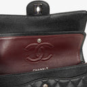 Chanel Medium Classic Black Quilted Caviar Double Flap Bag With Silver - Tone Hardware