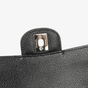 Chanel Medium Classic Black Quilted Caviar Double Flap Bag With Silver - Tone Hardware