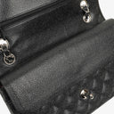 Chanel Medium Classic Black Quilted Caviar Double Flap Bag With Silver - Tone Hardware