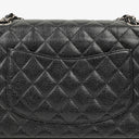 Chanel Medium Classic Black Quilted Caviar Double Flap Bag With Silver - Tone Hardware
