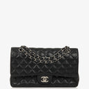 Chanel Medium Classic Double Flap Bag Black Quilted Caviar Leather With Silver-Tone Hardware, 2010-2011