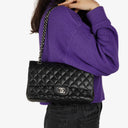 Chanel Medium Classic Double Flap Bag Black Quilted Caviar Leather With Silver-Tone Hardware, 2010-2011